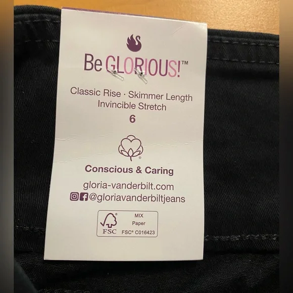 Gloria Vanderbilt Amanda Pull-on Skimmer Black Capri Jean Size 6 NWT - Picture 4 of 16